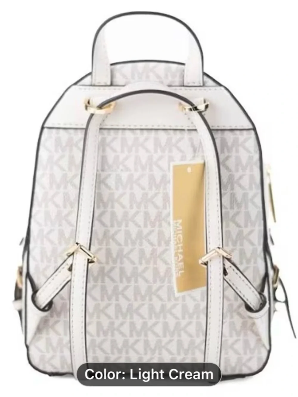 Michael Kors White MK Logo Mini Backpack with Gold Hardware - Picture 3 of 7